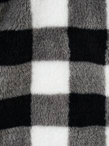 SHEIN Abrigo de franela a cuadros búfalo con cuello de solapa para niña bebé, para Navidad - Blanco y Negro - Ver 6