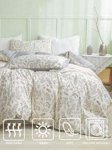 Florale Bettwäsche-Set Einzelbett Doppelbett Kingsize Landhausstil Bauernhaus Bettwäsche-Set 3 Stücke Super weiche atmungsaktive Mikrofaser Bettbezug 1 Bettbezug mit Reißverschluss 2 Kissenbezüge ohne Decke Geschenke für Frauen&Männer