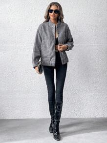 Cazadoras para Mujer Bolsillo Liso Casual - Gris Oscuro - Ver 5