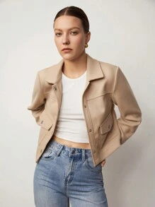 BizChic Flap Pocket Button Front Overcoat In Fall/Winter - Multicolor - View 1