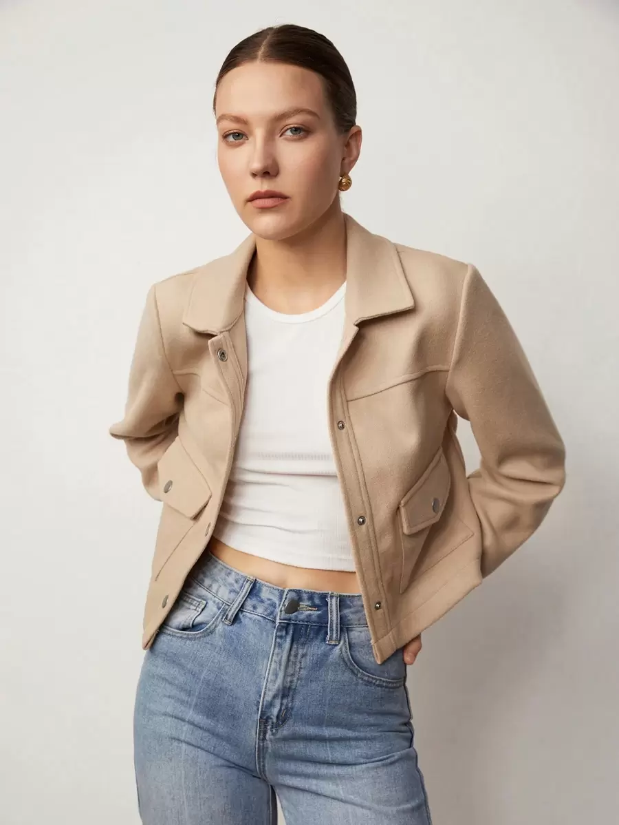 BizChic Flap Pocket Button Front Overcoat In Fall/Winter - Multicolor - View 1