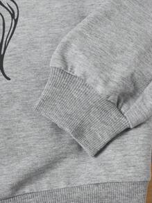 RueChic Teen Girl Figure Graphic Drop Shoulder Sweatshirt - Grey - View 4