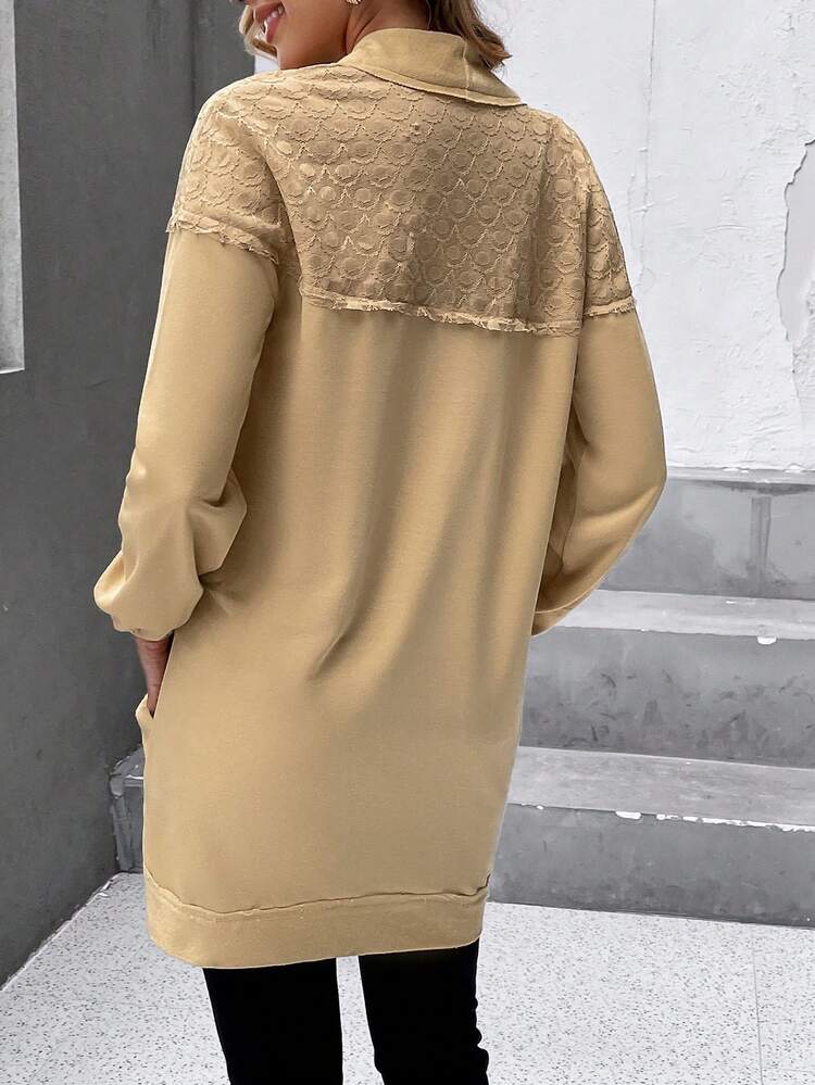Dual Pocket Drop Shoulder Open Front Coat