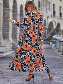 SHEIN Clasi 印花交疊領A字洋裝 - 彩色 - 查看 2