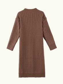 Vestido de punto unicolor de hombros caídos tejido de canalé