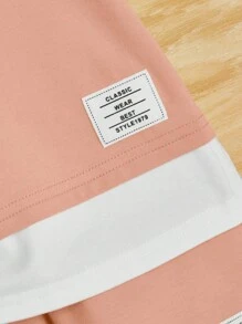 SHEIN Baby Boy Letter Patched Detail 2 In 1 Tee & Shorts - Multicolor - View 3