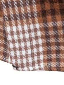 SHEIN X Galloways Manfinity Homme Men Plaid Print Pocket Patched Button Up Overcoat