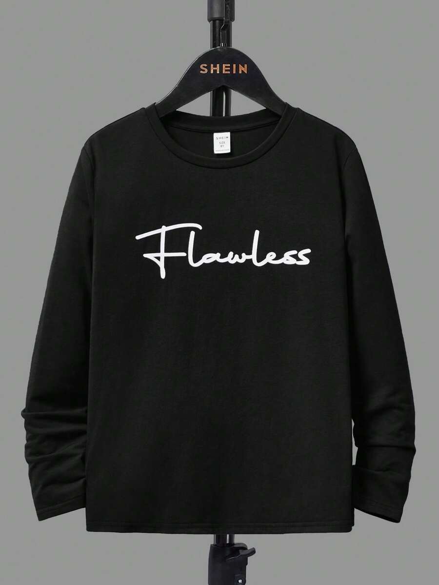 SHEIN Chico preadolescente Camiseta con estampado de letra