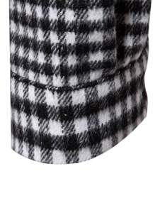 Manfinity Mode Men Gingham Print Pocket Patched Overcoat
