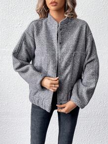 Cazadoras para Mujer Bolsillo Liso Casual - Gris Oscuro - Ver 3