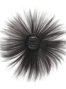 Virgin Human Hair Topper Natural Black Top Hairpiece Air Bangs Straight Topper With Bangs - Natural Black - View 3