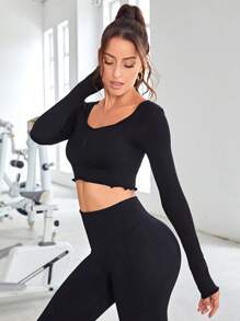 Tricou sport cu decolteu fără cusături