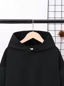 SHEIN Tween Boy Slogan Graphic Drop Shoulder Sweatshirt - Black - View 4