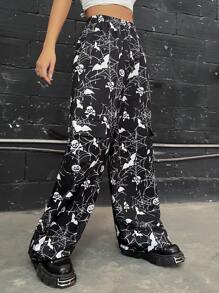 SHEIN Coolane In mạng nhện Quần - Đen và trắng - Xem 4