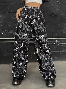 SHEIN Coolane In mạng nhện Quần - Đen và trắng - Xem 1