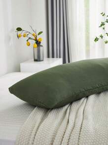 1件橄榄绿波西米亚农舍风格枕套，20英寸 x 54英寸，男女通用，四季皆宜 - 軍綠色 - 查看 7