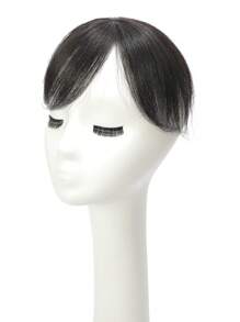 Virgin Human Hair Topper Natural Black Top Hairpiece Air Bangs Straight Topper With Bangs - Natural Black - View 5