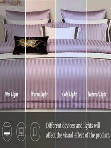 3 cái/bộ Xa ten Sọc & Chất rắn Ánh sáng Tím Bộ vỏ chăn ( 1 Vỏ chăn Duvet & 2 Vỏ gối , Đổ đầy Không bao gồm ) Sang trọng Kiểu Mỹ Đơn giản Và Thanh lịch Mềm mại Mượt Làn da thân thiện Bộ chăn ga gối Đối với Nhà  Phòng ngủ , Tất cả các mùa - Màu tím - Xem 6