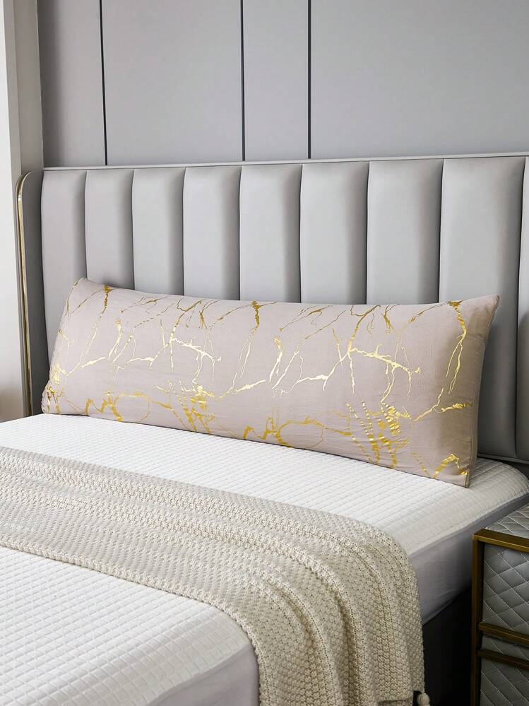 1pc Solid Color Camel colored Surface Marble Pattern Gold Foil Printing Long Pillow 1 Pillowcase Without Core Luxurious Modern style Polyester Soft Skin friendly Long Pillow For Indoor Bedroom Sofa SH...
