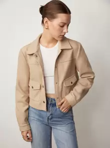 BizChic Flap Pocket Button Front Overcoat In Fall/Winter - Multicolor - View 5