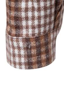 SHEIN X Galloways Manfinity Homme Men Plaid Print Pocket Patched Button Up Overcoat