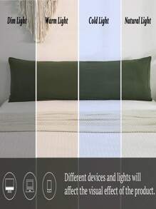 1件橄榄绿波西米亚农舍风格枕套，20英寸 x 54英寸，男女通用，四季皆宜 - 軍綠色 - 查看 8