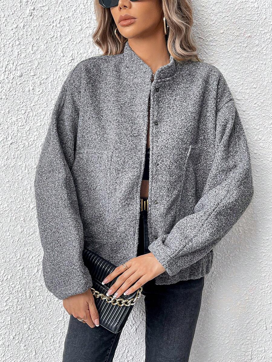 Cazadoras para Mujer Bolsillo Liso Casual - Gris Oscuro - Ver 1