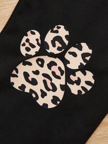 SHEIN Leap Crew 女大童卡通圖案套頭衫&緊身打底褲 - 淺粉色 - 查看 5