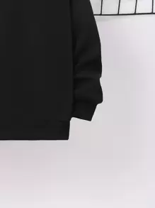 SHEIN Tween Boy Slogan Graphic Drop Shoulder Sweatshirt - Black - View 3