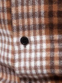SHEIN X Galloways Manfinity Homme Men Plaid Print Pocket Patched Button Up Overcoat