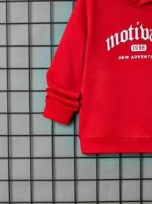 SHEIN 男大童字母圖案3D耳朵設計連帽衫