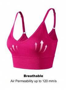 Gameset SHEIN Sport 無縫不對稱領運動套裝,兩件套裝 - 玫紅色 - 查看 3