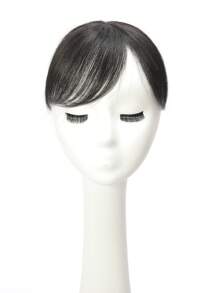 Virgin Human Hair Topper Natural Black Top Hairpiece Air Bangs Straight Topper With Bangs - Natural Black - View 6