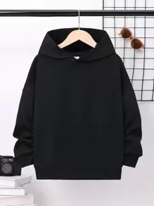 SHEIN Tween Boy Slogan Graphic Drop Shoulder Sweatshirt - Black - View 2