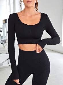 Tricou sport cu decolteu fără cusături