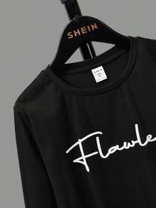 SHEIN Chico preadolescente Camiseta con estampado de letra