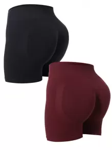 Easithlete Pantalones cortos deportivos de cintura ancha para pierna talla grande 2 piezas de pantalones cortos ajustados - Multicolor - Ver 1