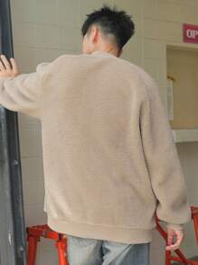 DAZY 男士拉鍊插肩袖泰迪飛行員夾克 - 杏色 - 查看 2