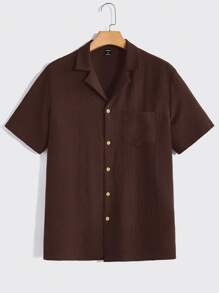 Manfinity RelaxMax Men Solid Pocket Patched Shirt & Drawstring Waist Pants