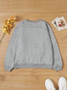 RueChic Teen Girl Figure Graphic Drop Shoulder Sweatshirt - Grey - View 2