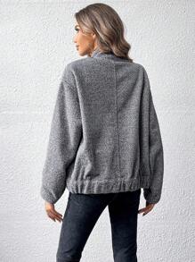 Cazadoras para Mujer Bolsillo Liso Casual - Gris Oscuro - Ver 2