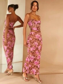 SHEIN BAE In hoa Bandana Hem Cami ngọn - Nhiều màu - Xem 5