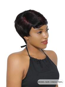 NATURAL/99JC Curly Pixie Cut With Bangs Wig Human Hair Machine Made Wig - SNATURAL/99JC - View 2