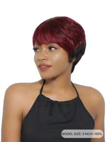 NATURAL/99JC Short Wig With Bangs Pixie Cut Bangs Wig Human Hair Machine Made Wig