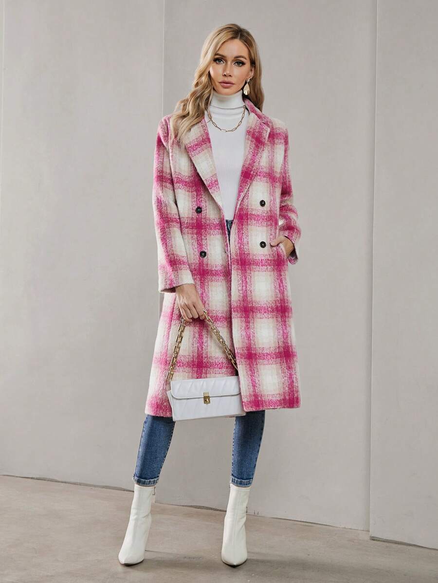 SHEIN BIZwear Kẻ sọc Đôi ngực Áo khoác - Nhiều màu - Xem 1