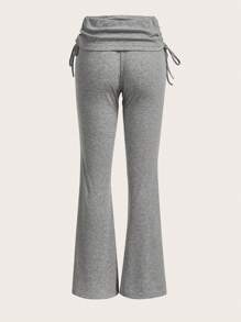 SHEIN MOD Drawstring Side Flare Leg Pants