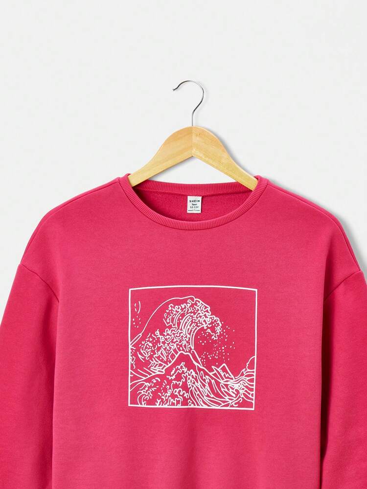 Teen Girl Wave Print Pullover