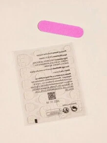 ROMWE 10pcs Long Coffin Crane & Mountain Pattern Fake Nail Kit - White - View 3