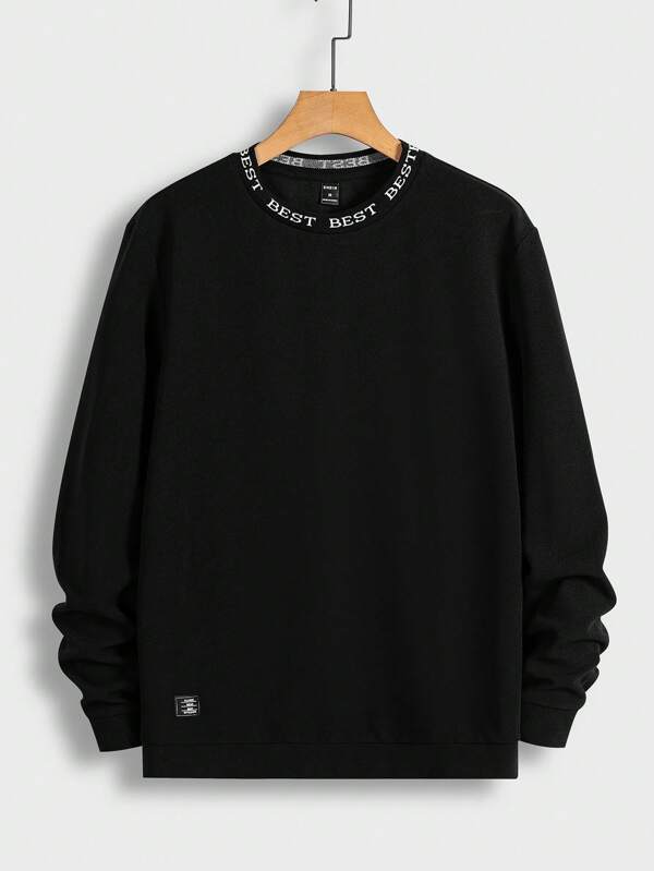 Manfinity VCAY Sudadera de salida de manga larga con gráfico de letras y detalle de parche de moda para hombres