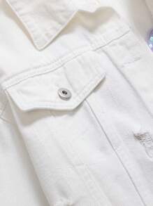 Teen Girl 1pc Flap Detail Denim Jacket